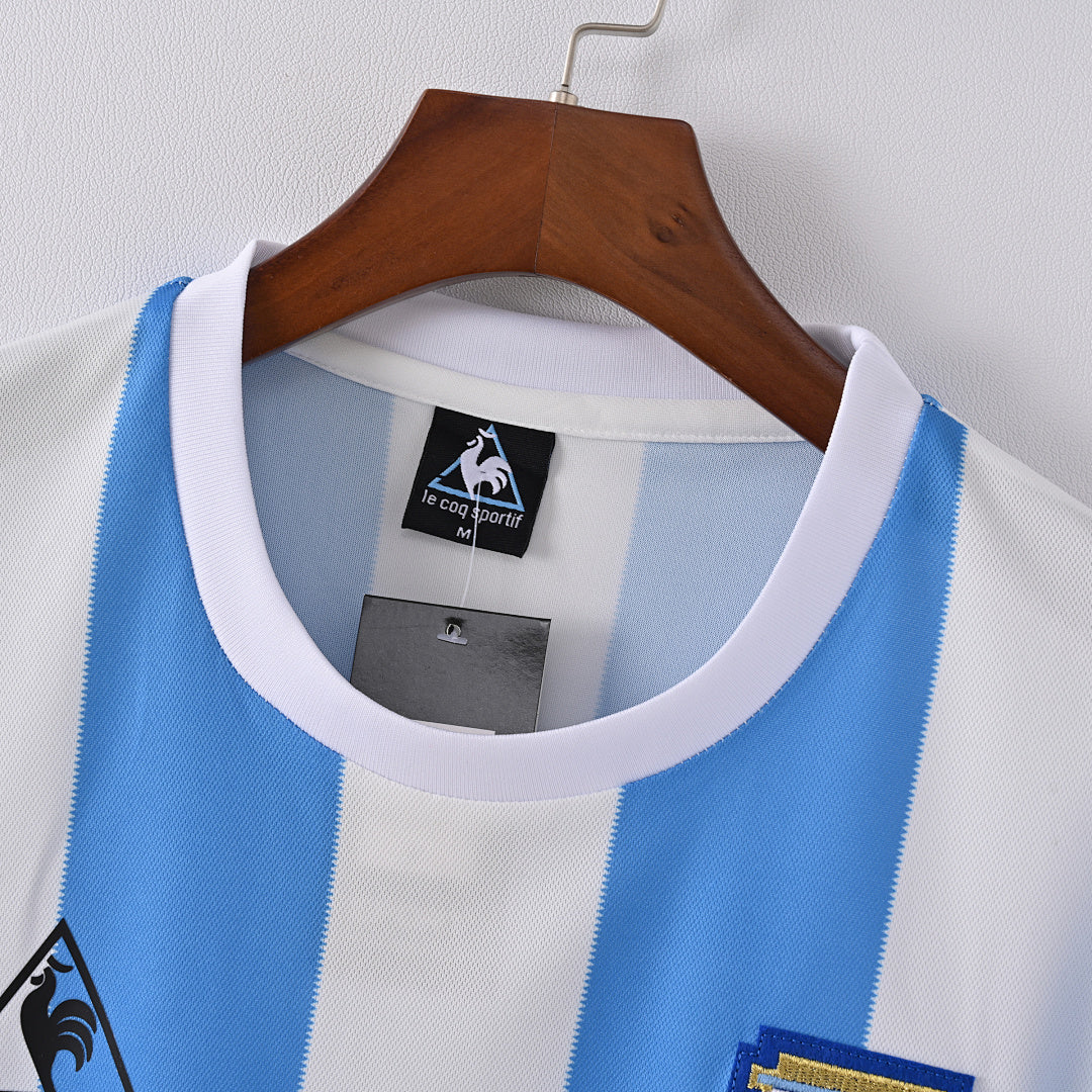 1986 Argentina Home Soccer Jersey World Cup
