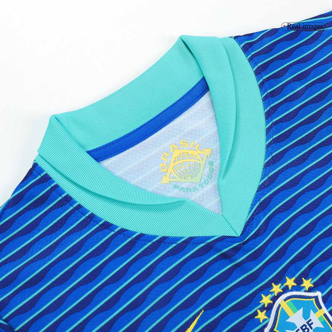 Kids Brazil Away Soccer Jersey Whole Kit 2024 Jersey+Shorts+Socks