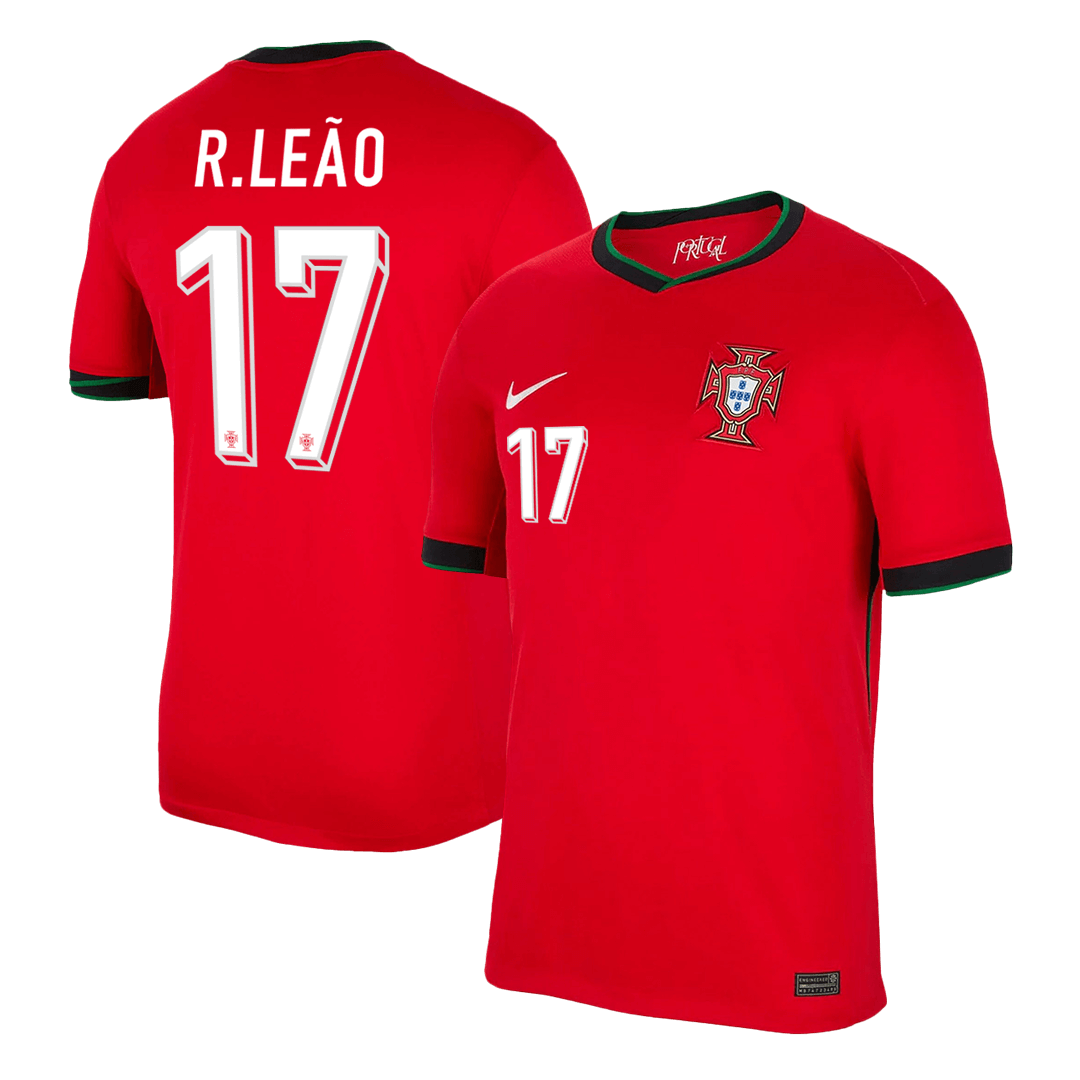 R.LEÃO  #17 Portugal Home Soccer Jersey Euro 2024