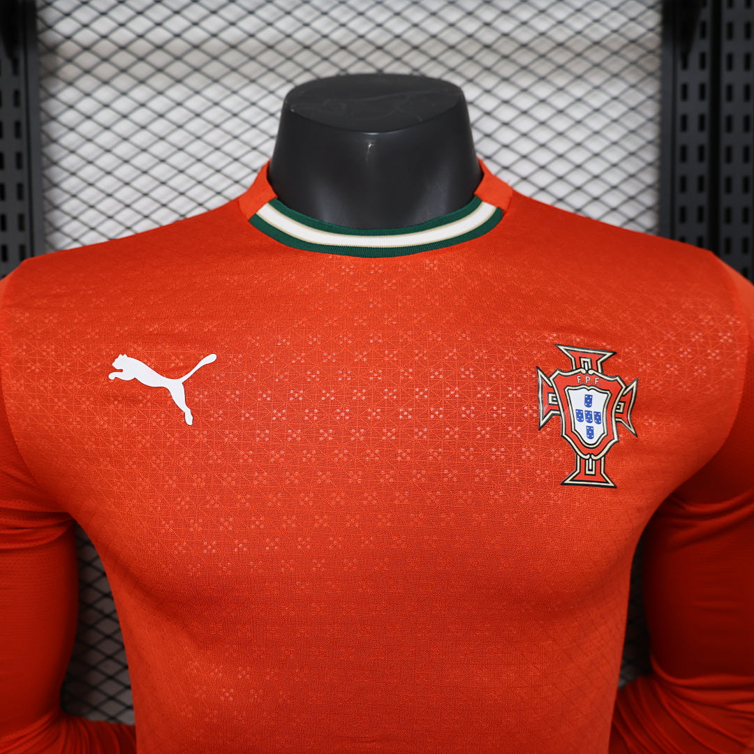 Portugal Home Player Version Soccer Jersey Long Sleeve