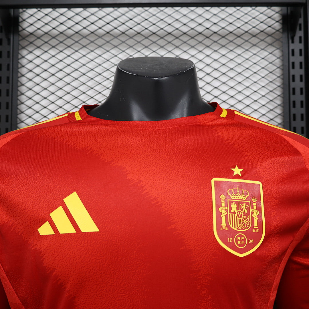 Spain Home Player Version Soccer Jersey Long Sleeve