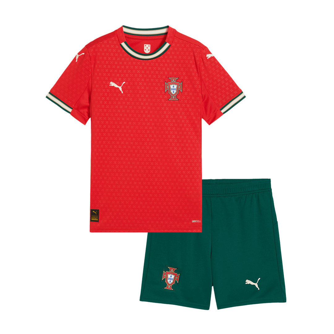 Kid's Portugal Home Soccer Jersey Kit(Jersey+Shorts) 2025 Red
