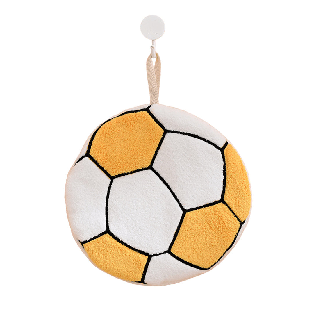 Hanging coral fleece quick-drying football hand towel Yellow