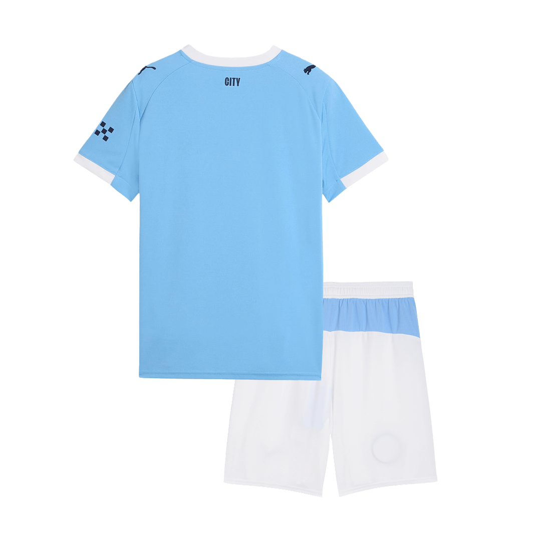 Kid's Manchester City Home Soccer Jersey Kit(Jersey+Shorts) 2025/26 Blue