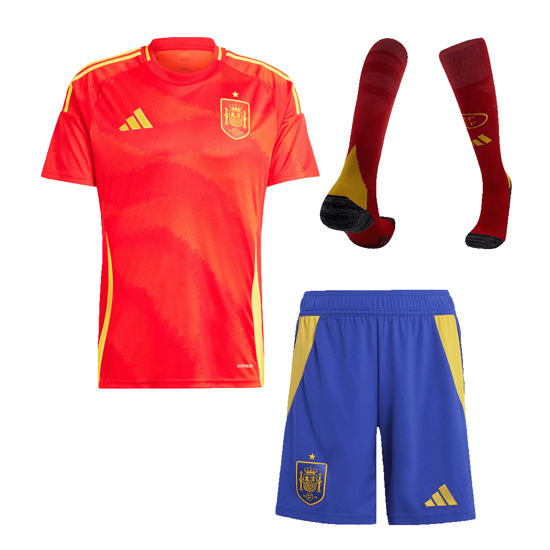 Spain Home Soccer Jersey Kit(Jersey+Shorts+Socks) Euro 2024