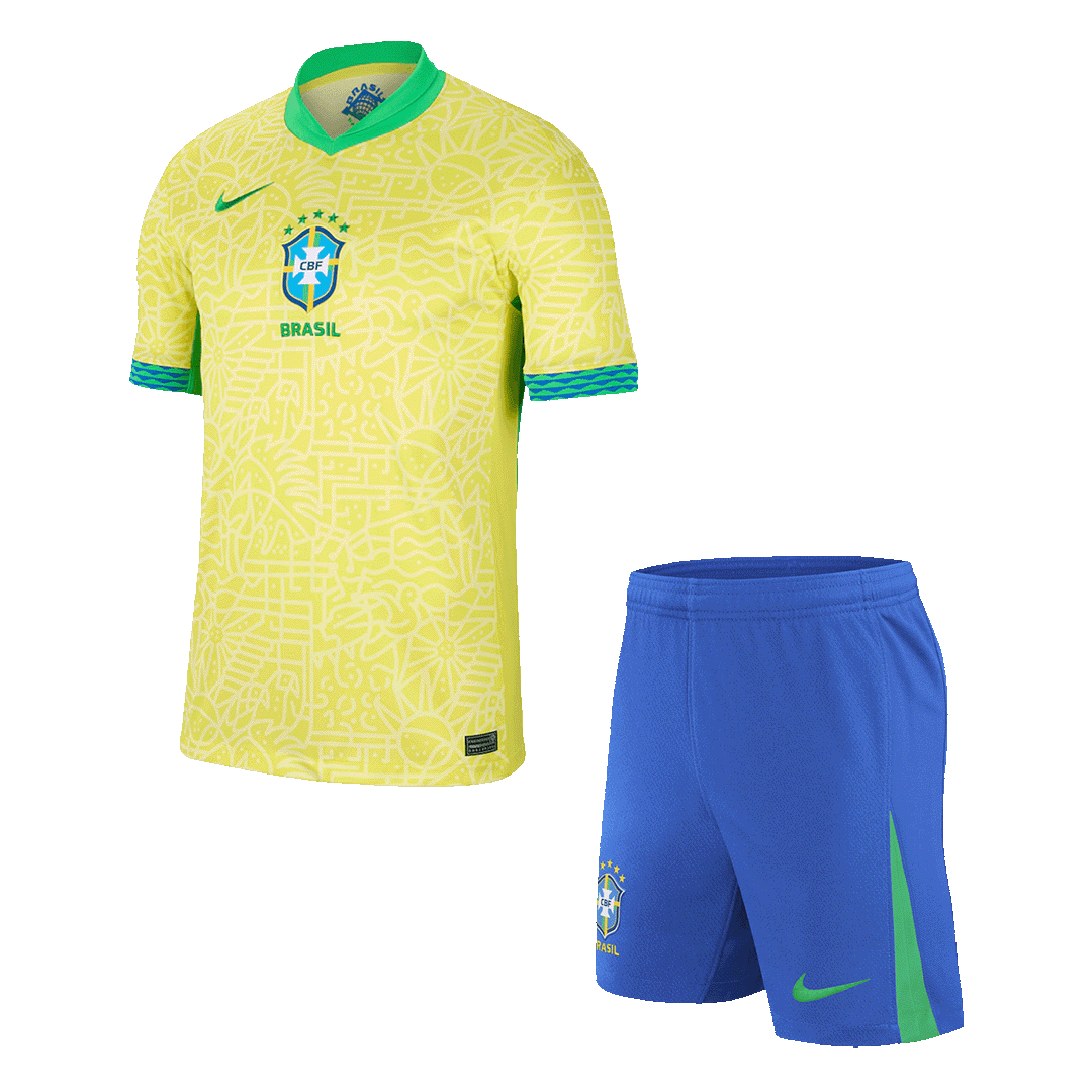 Brazil Home Soccer Jersey Kit(Jersey+Shorts) 2024