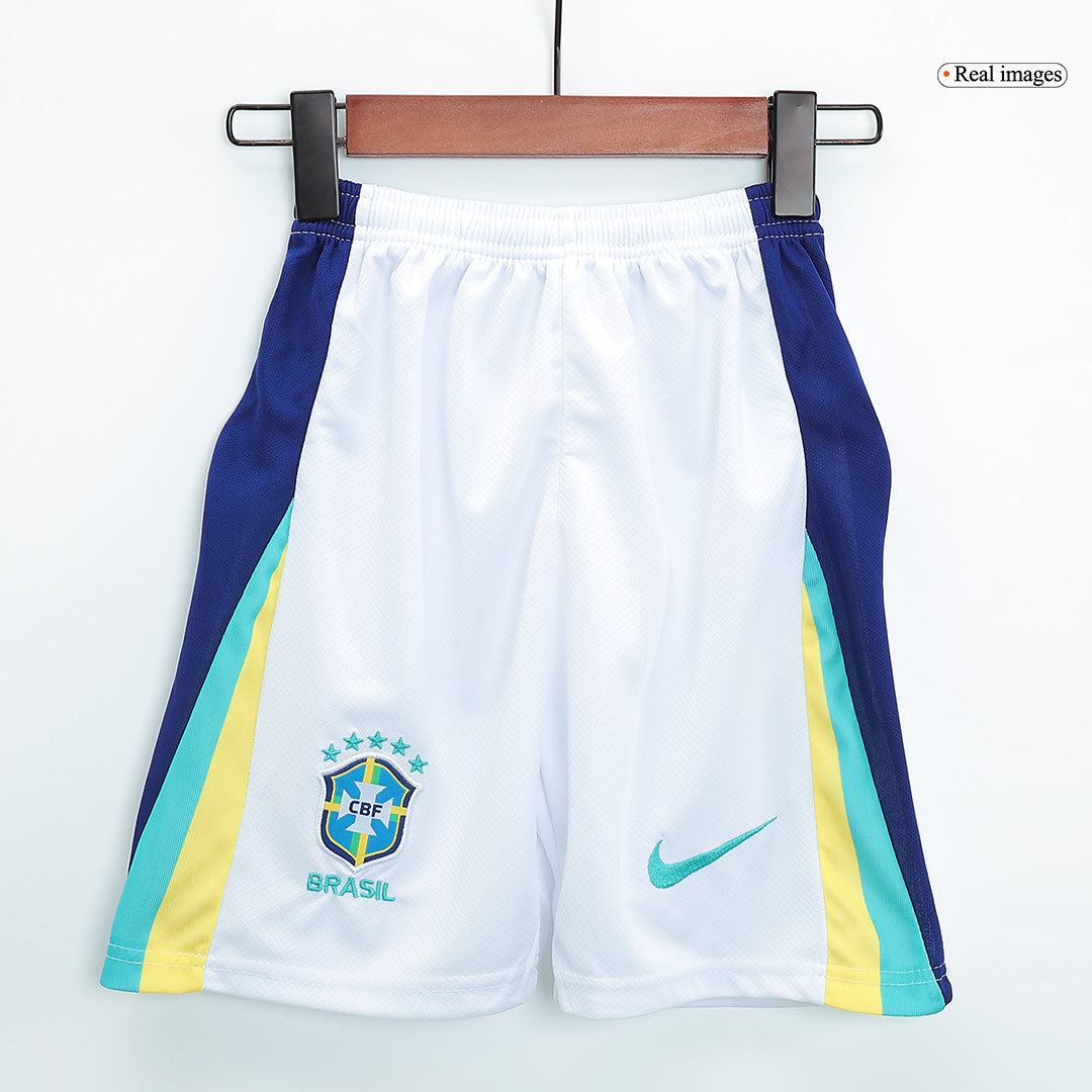 Kids Brazil Away Soccer Jersey Whole Kit 2024 Jersey+Shorts+Socks