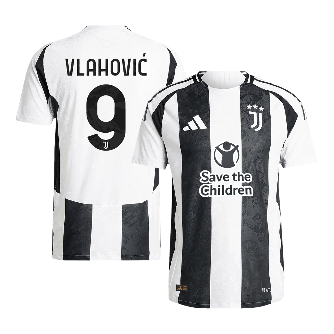 Authentic  VLAHOVIĆ  #9 Juventus Home Soccer Jersey 2024/25 - Save The Children Sponsor