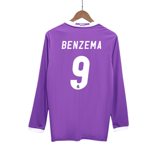 Retro BENZEMA #9 2016/17 Real Madrid Away Long Sleeve Soccer Jersey