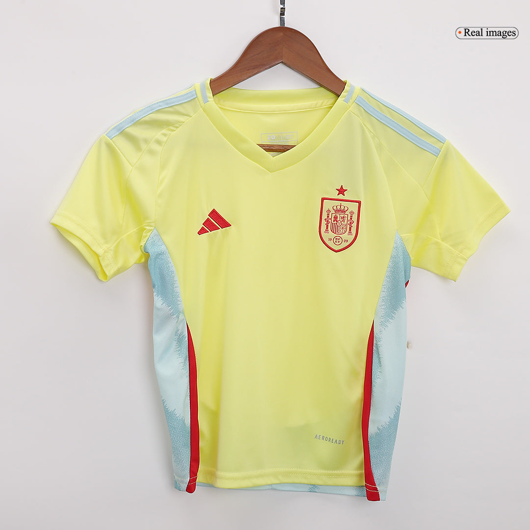 Kid's Spain Away Soccer Jersey Kit(Jersey+Shorts) Euro 2024