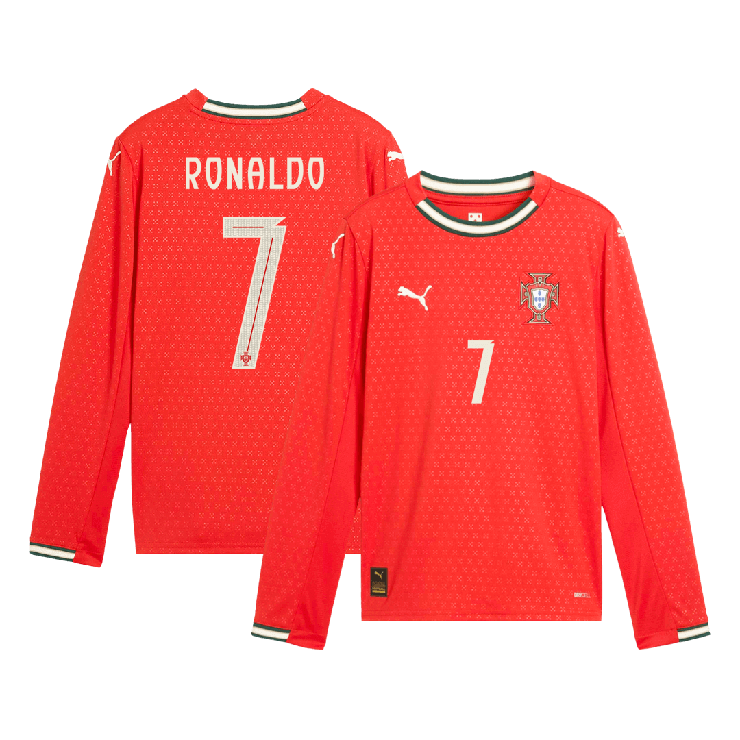 RONALDO #7 Portugal Home Long Sleeve Soccer Jersey 2025 Red