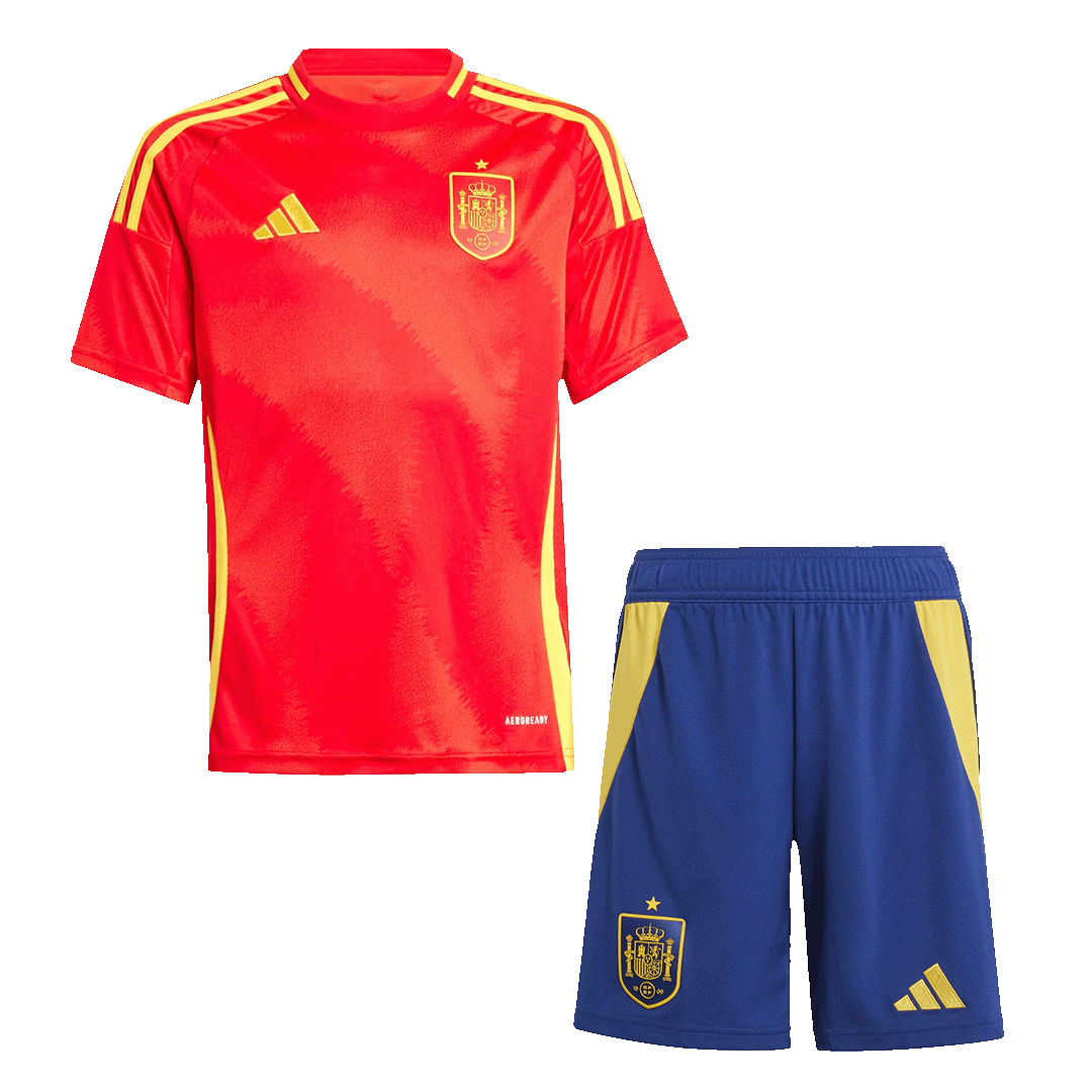 Kid's Spain Home Soccer Jersey Kit(Jersey+Shorts) Euro 2024