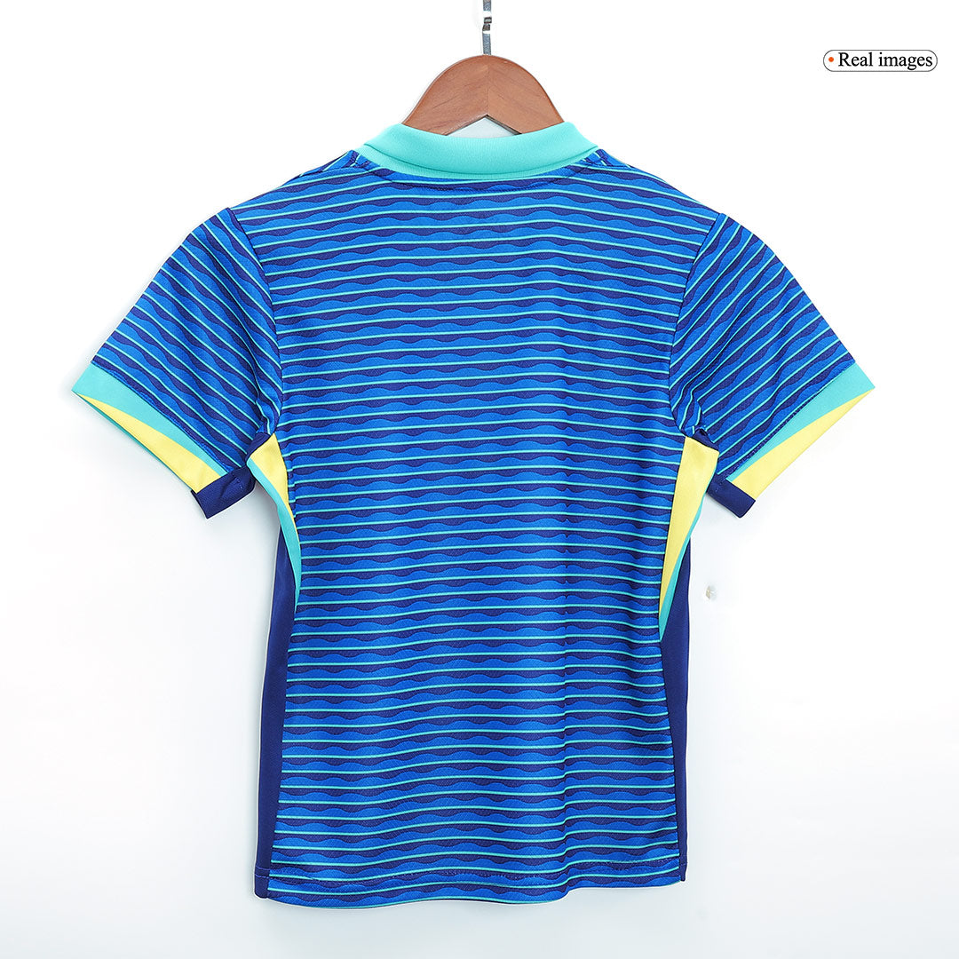 Kids Brazil Away Soccer Jersey Whole Kit 2024 Jersey+Shorts+Socks