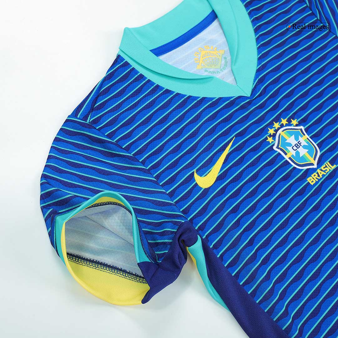 Kids Brazil Away Soccer Jersey Whole Kit 2024 Jersey+Shorts+Socks