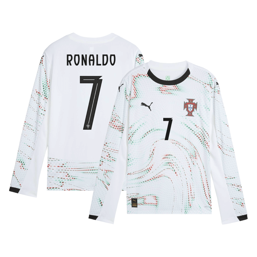 RONALDO #7 Portugal Away Long Sleeve Soccer Jersey 2025 White