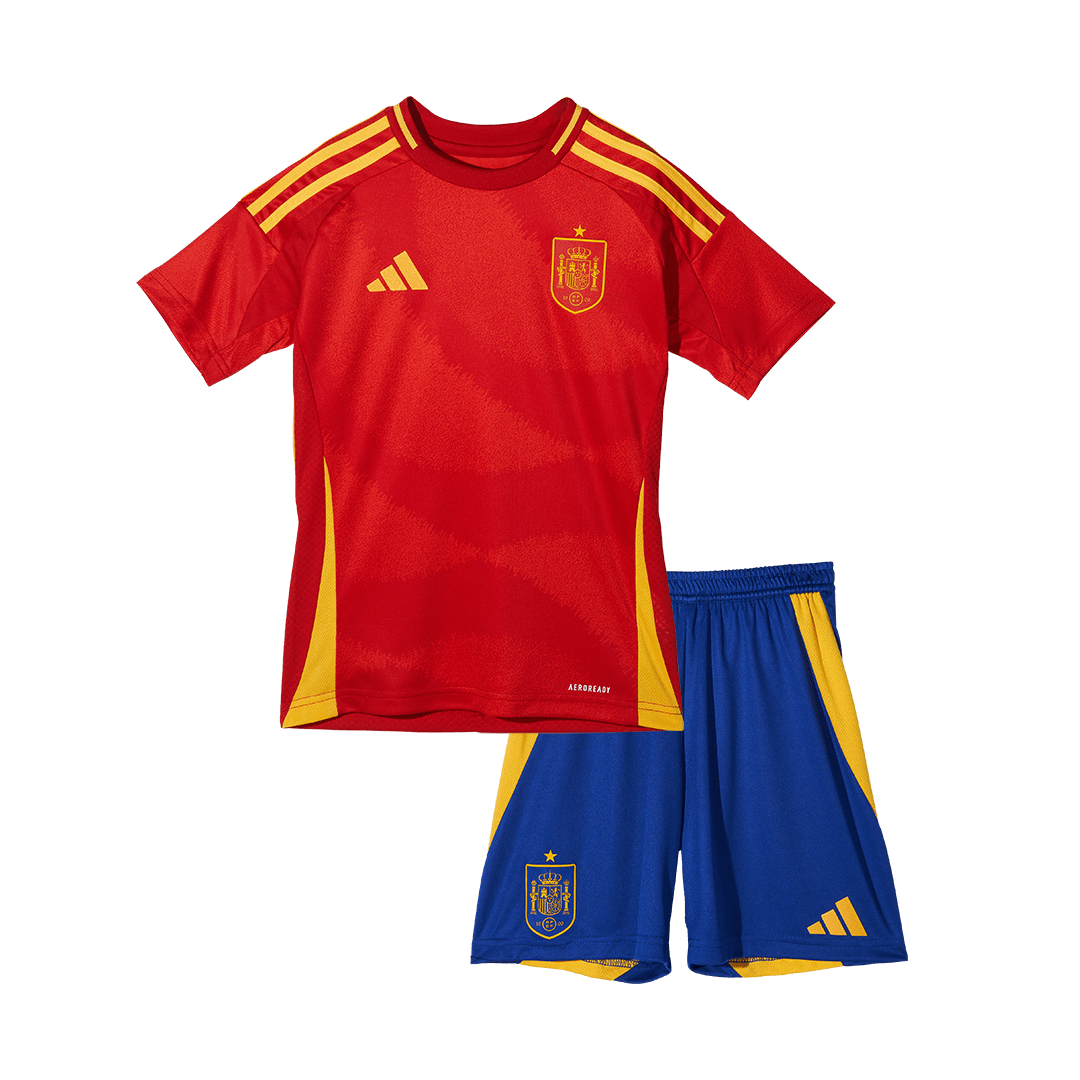 Kid's Spain Home Soccer Jersey Kit(Jersey+Shorts+Socks) Euro 2024