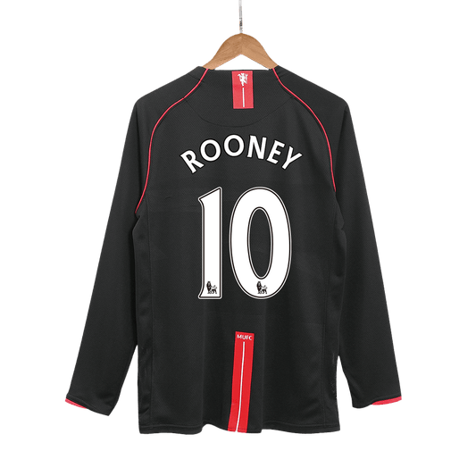 Retro ROONEY #10 2007/08 Manchester United Away Long Sleeve Soccer Jersey