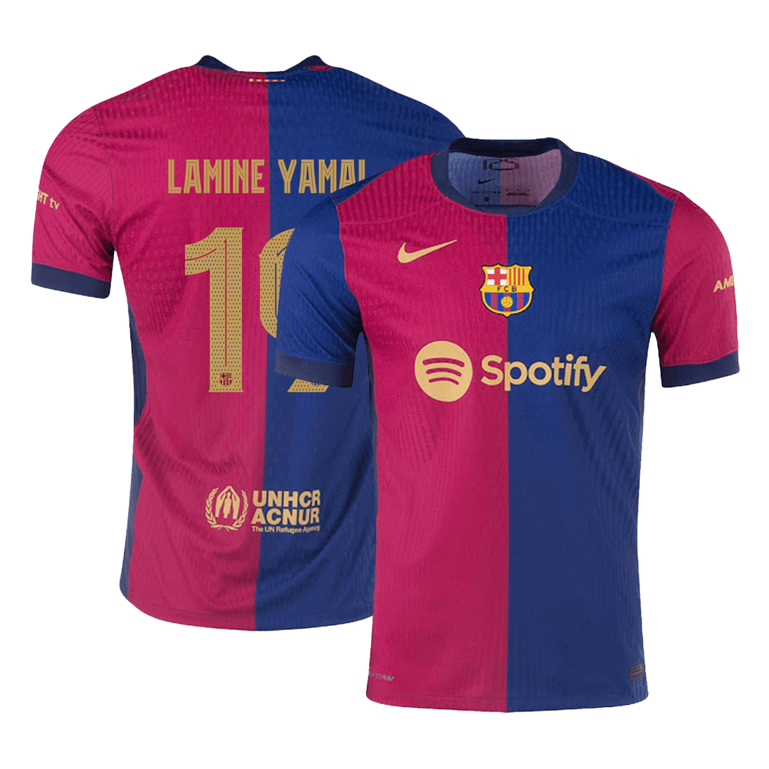 Authentic LAMINE YAMAL #19 Barcelona Home Soccer Jersey 2024/25  - UCL - old sponsor