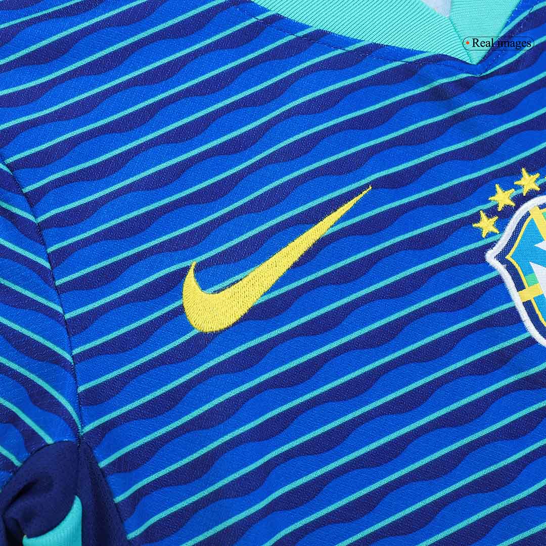 Kids Brazil Away Soccer Jersey Whole Kit 2024 Jersey+Shorts+Socks