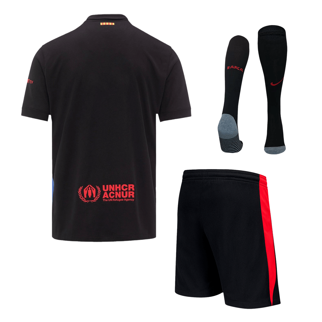 Barcelona Away Soccer Jersey Kit(Jersey+Shorts+Socks) 2024/25 - Spotify Logo Without Text