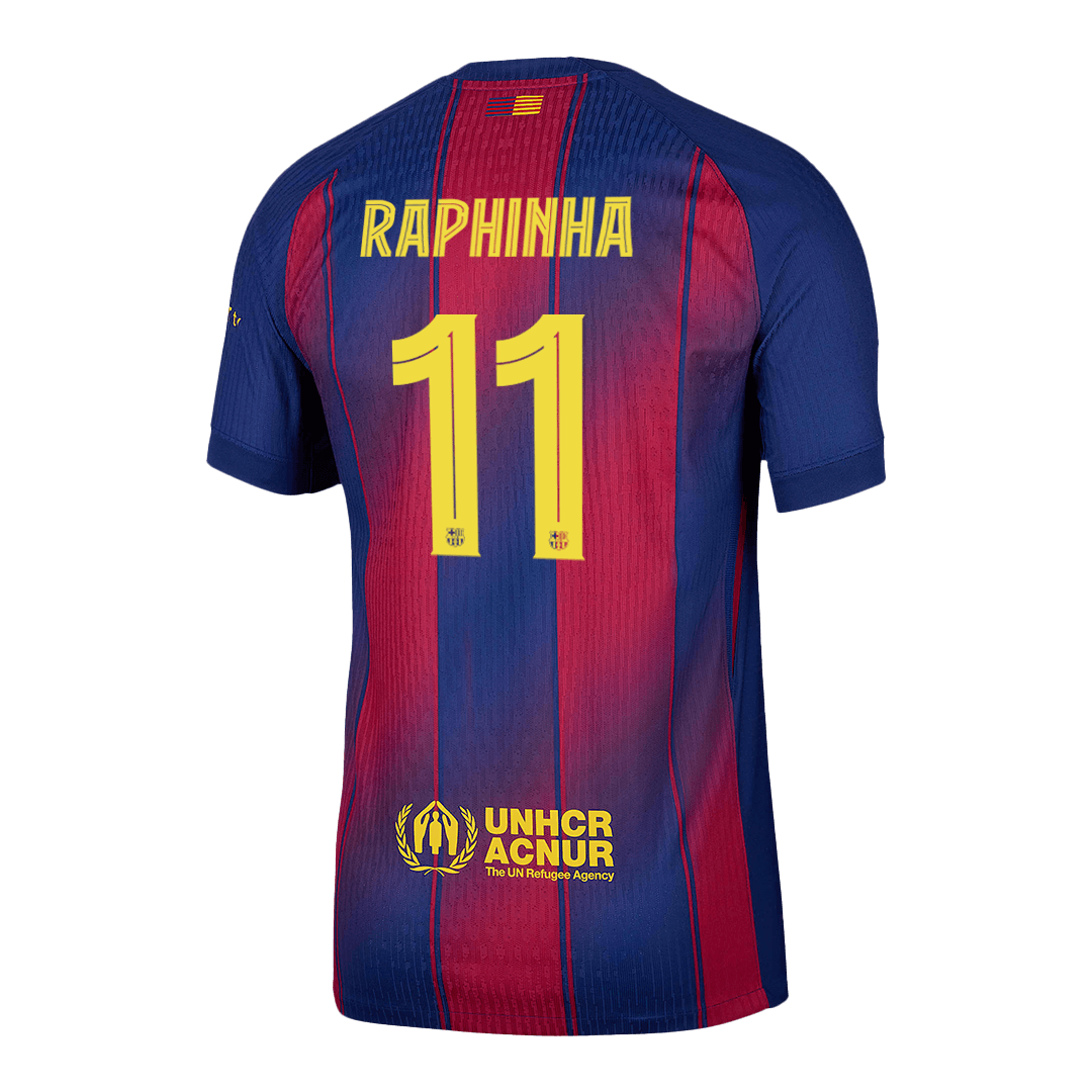RAPHINHA #11 Barcelona Home Authentic Soccer Jersey 2025/26 - UCL