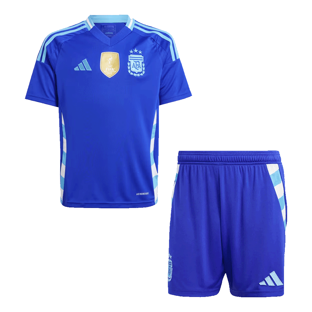 Kid's Argentina Away Soccer Jersey Kit(Jersey+Shorts) 2024