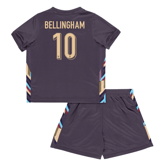 Kid's BELLINGHAM #10 England Away Soccer Jersey Kit(Jersey+Shorts) Euro 2024