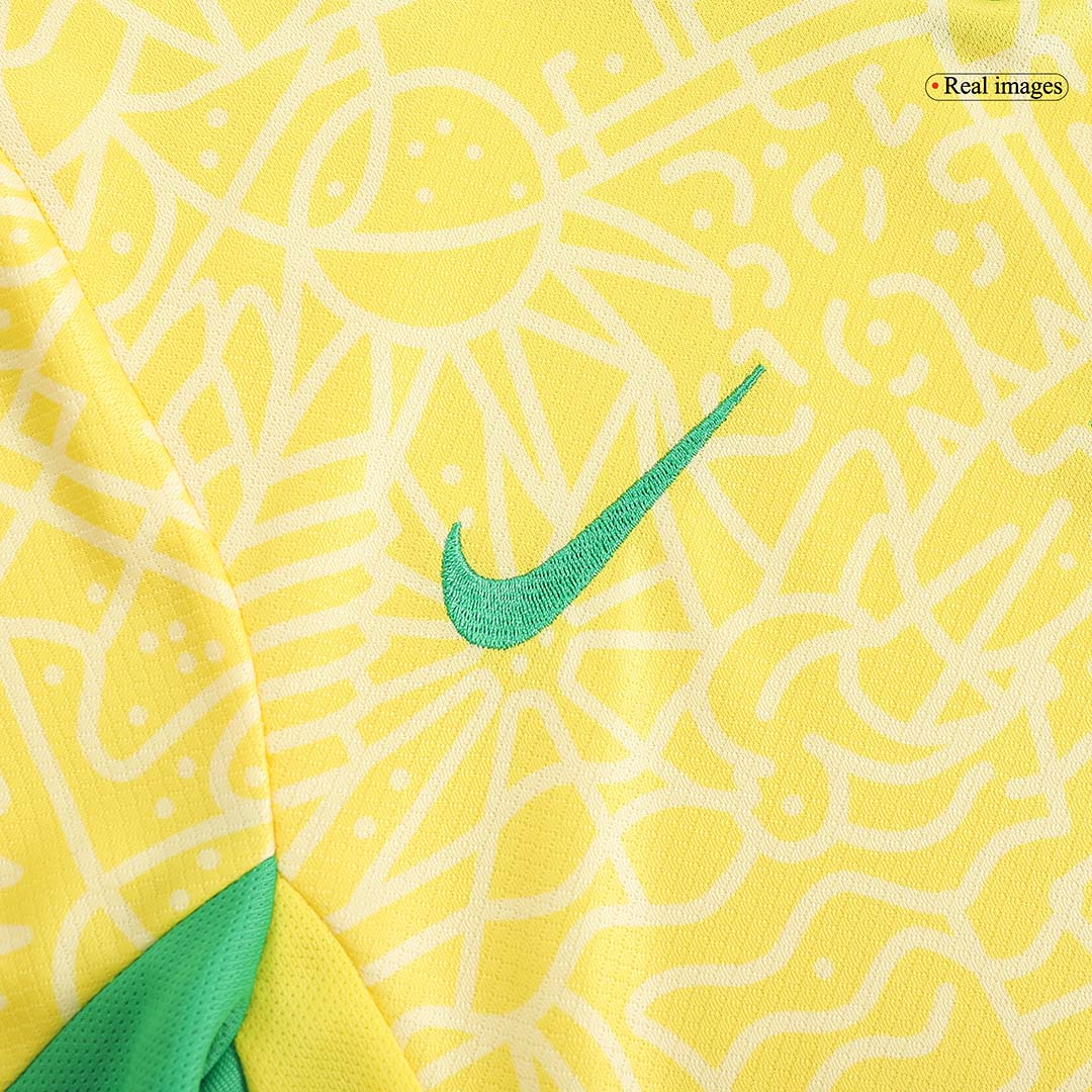 Kids Brazil Home Soccer Jersey Whole Kit 2024 (Jersey+Shorts+Socks)