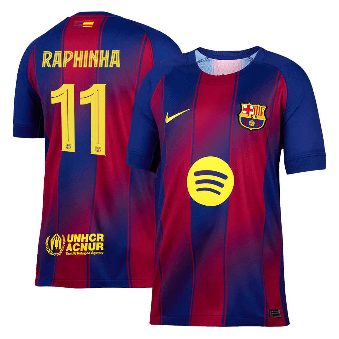 RAPHINHA #11 Barcelona Home Soccer Jersey 2025/26 -UCL