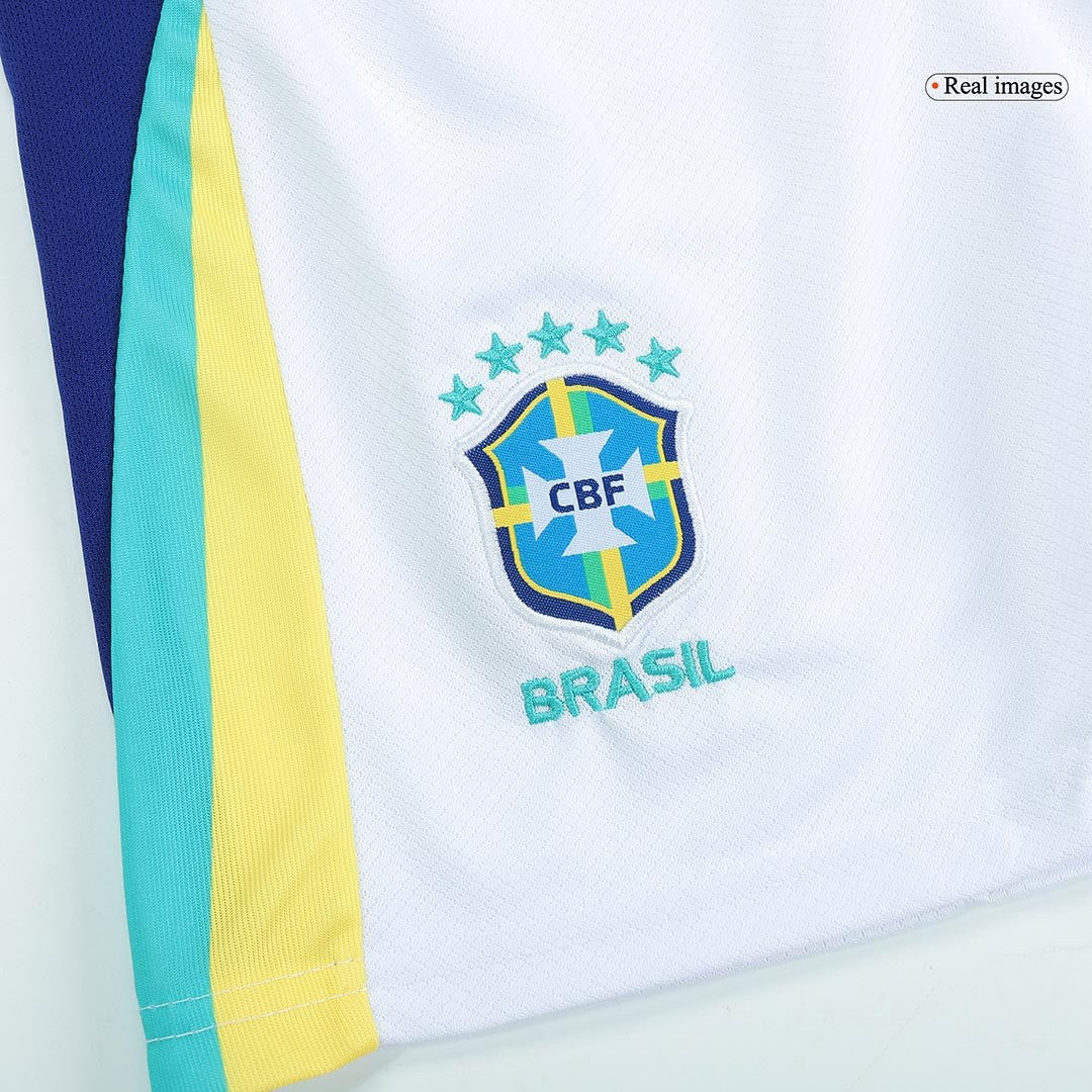 Kids Brazil Away Soccer Jersey Whole Kit 2024 Jersey+Shorts+Socks