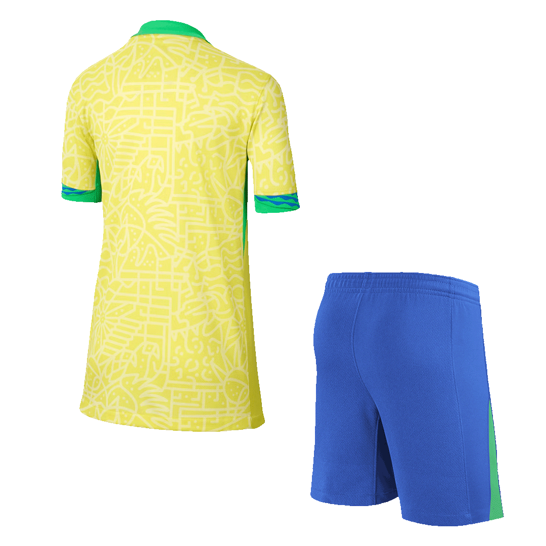 Kid's Brazil Home Soccer Jersey Kit(Jersey+Shorts) Copa America 2024