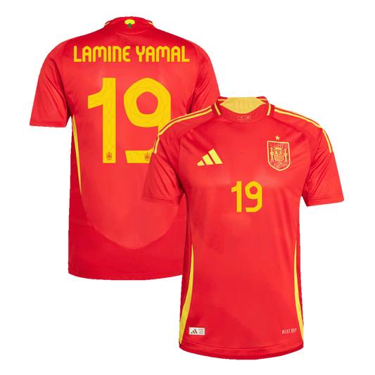 Authentic LAMINE YAMAL #19 Spain Home Soccer Jersey Euro 2024