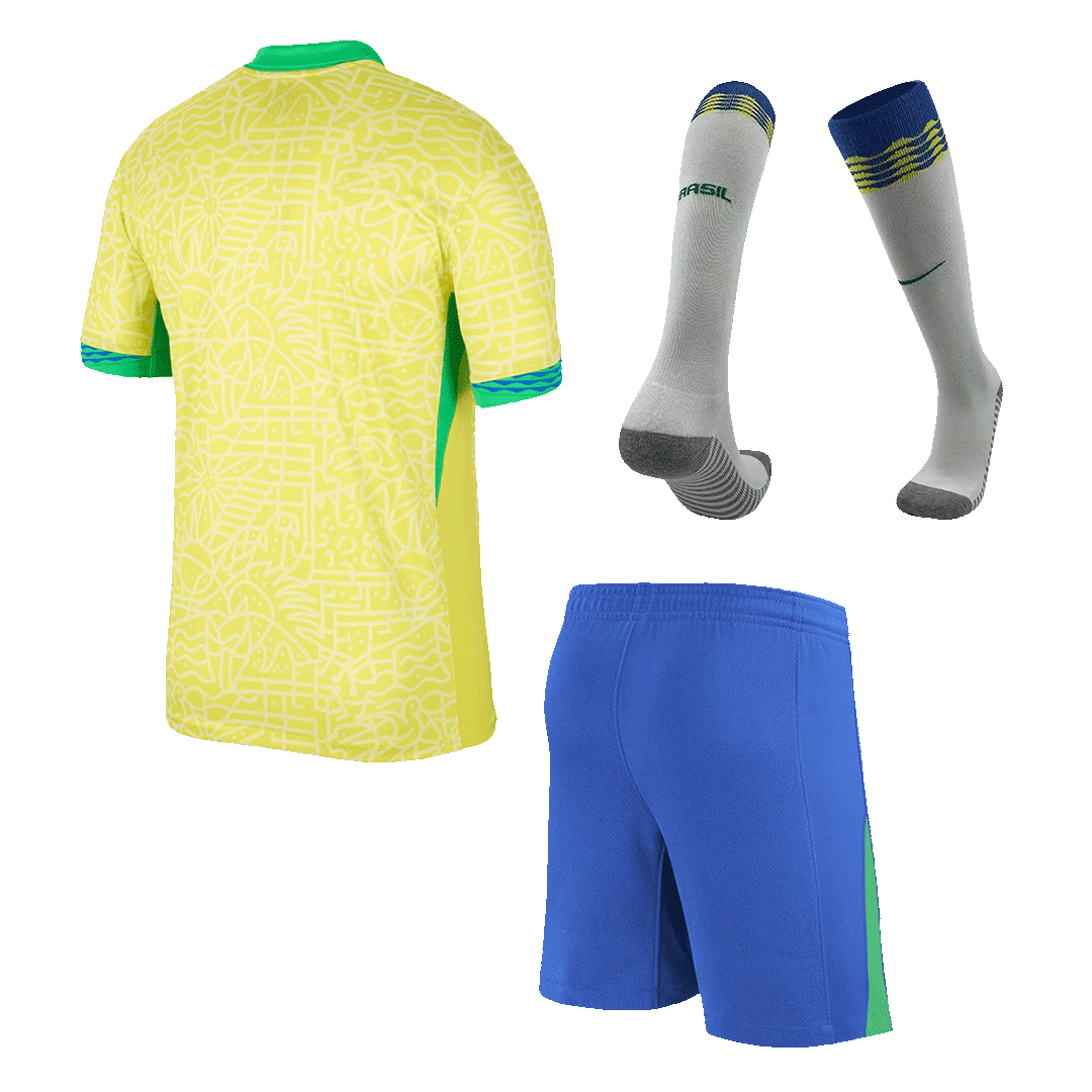 Brazil Home Soccer Jersey Kit(Jersey+Shorts+Socks) 2024