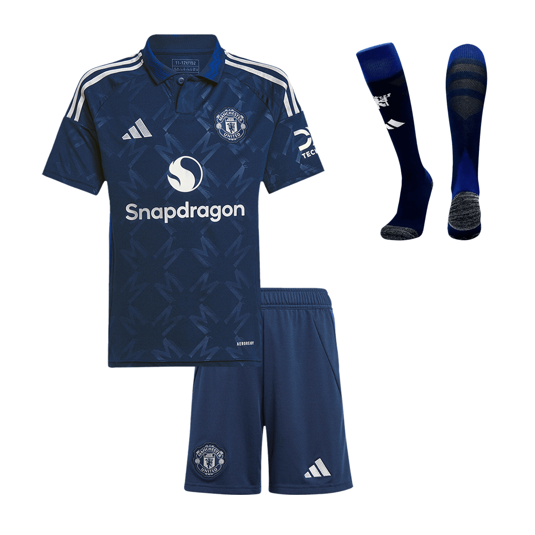 Kid's Manchester United Away Soccer Jersey Kit (Shirt+Shorts+Socks) 2024/25