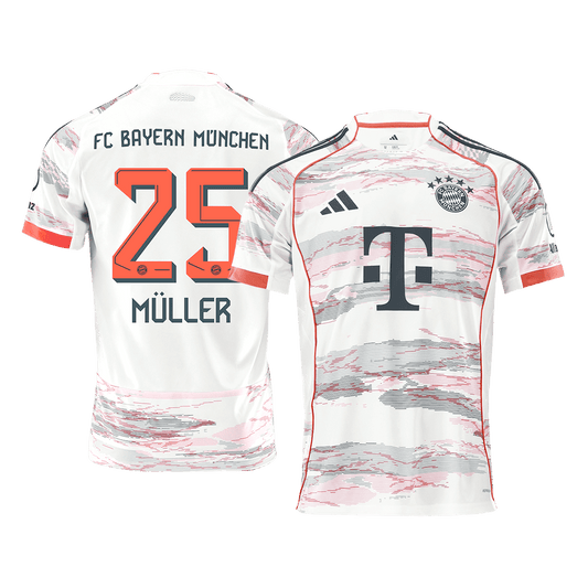 MÜLLER  #25 Bayern Munich Away Soccer Jersey 2025/26 White