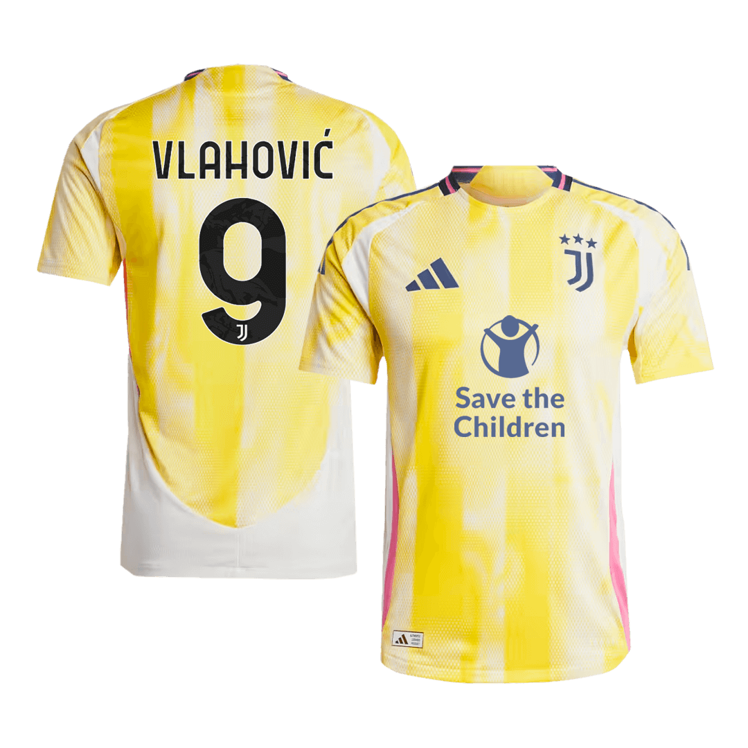 Authentic  VLAHOVIĆ  #9 Juventus Away Soccer Jersey 2024/25 - Save The Children Sponsor