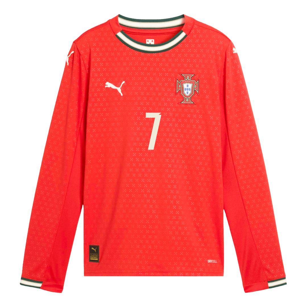 RONALDO #7 Portugal Home Long Sleeve Soccer Jersey 2025 Red