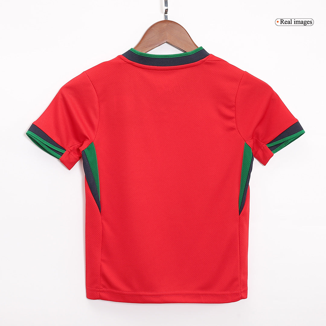 Kid's Portugal Home Soccer Jersey Kit(Jersey+Shorts+Socks) Euro 2024