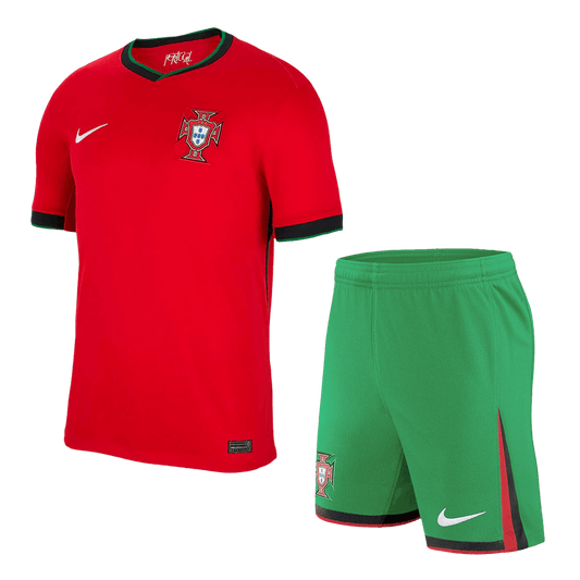 Portugal Home Soccer Jersey Kit(Jersey+Shorts) Euro 2024
