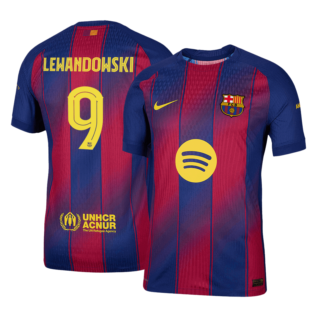 LEWANDOWSKI #9 Barcelona Home Authentic Soccer Jersey 2025/26 - UCL