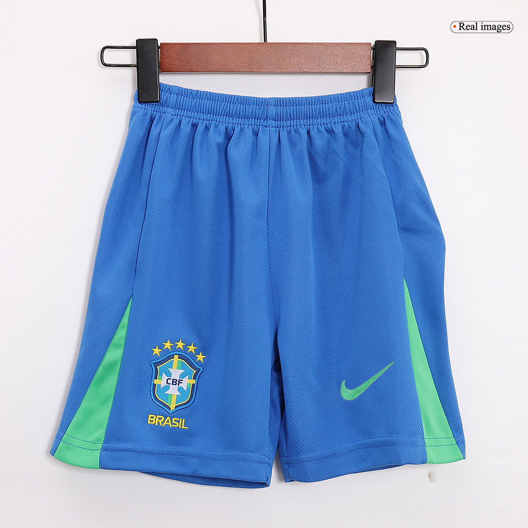 Kids Brazil Home Soccer Jersey Whole Kit 2024 (Jersey+Shorts+Socks)