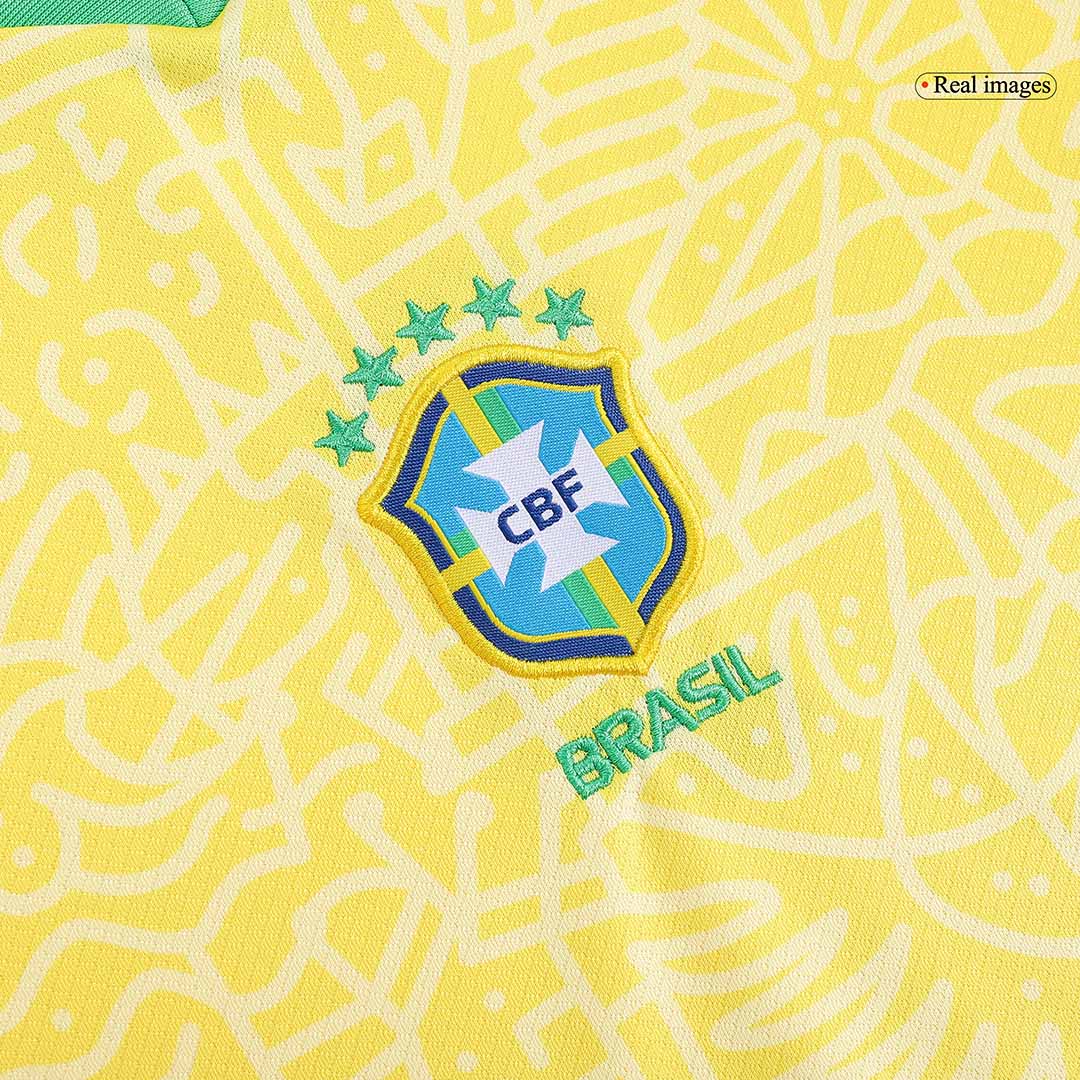 Kids Brazil Home Soccer Jersey Whole Kit 2024 (Jersey+Shorts+Socks)