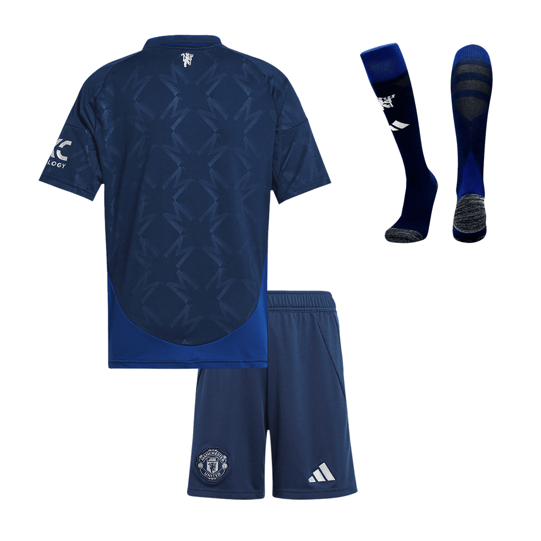 Kid's Manchester United Away Soccer Jersey Kit (Shirt+Shorts+Socks) 2024/25