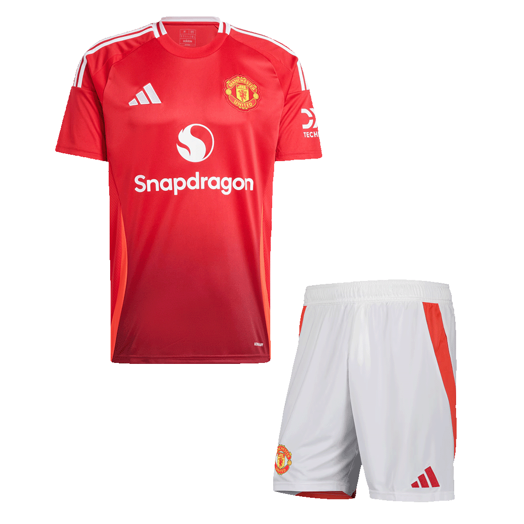 Men's Manchester United Home Soccer Jersey Kit (Shirt+Shorts) 2024/25