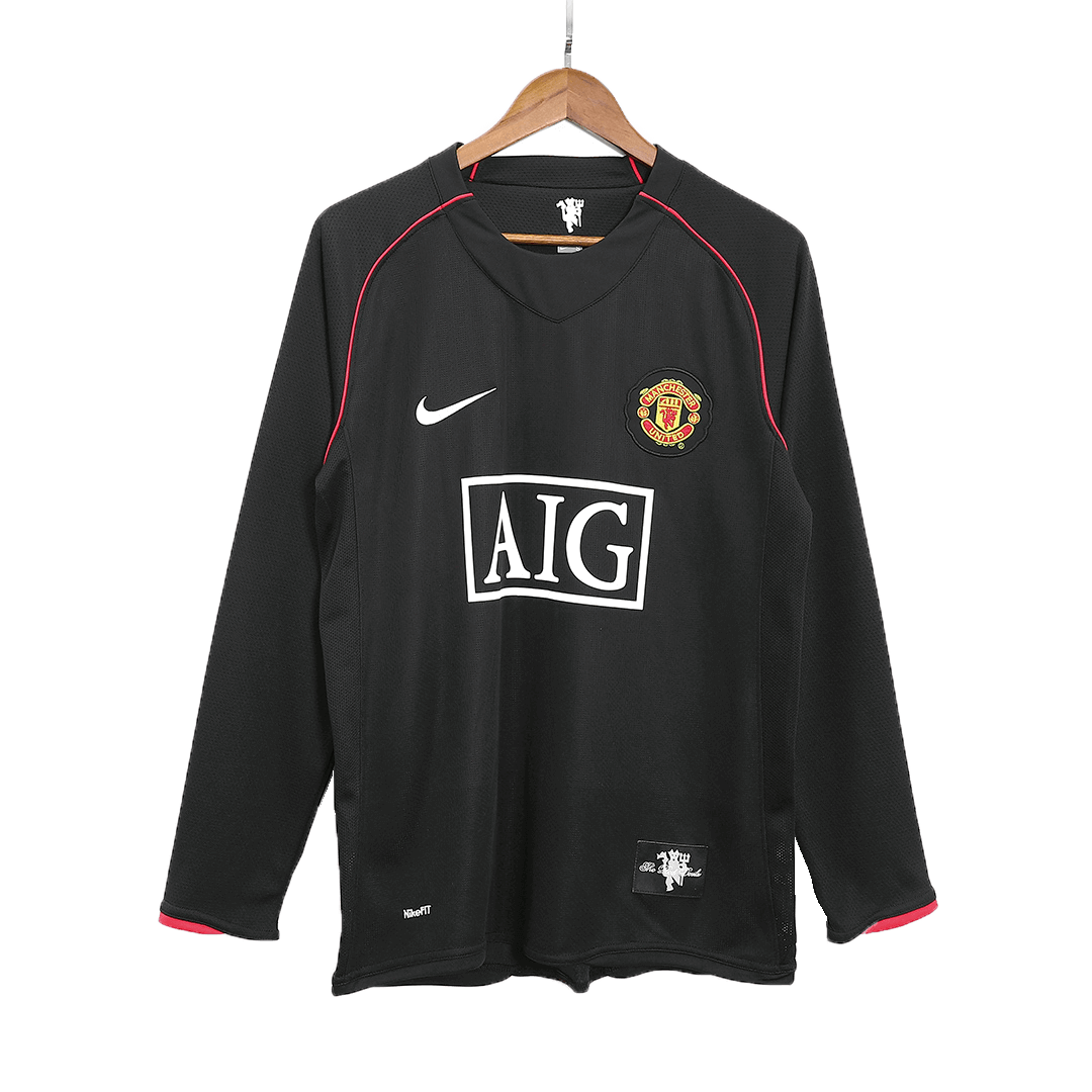 Retro SCHOLES #18 2007/08 Manchester United Away Long Sleeve Soccer Jersey