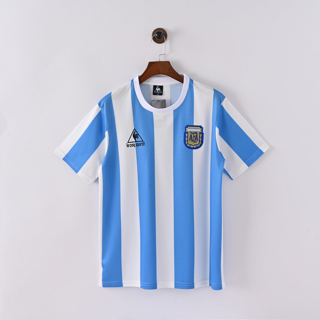 1986 Argentina Home Soccer Jersey World Cup