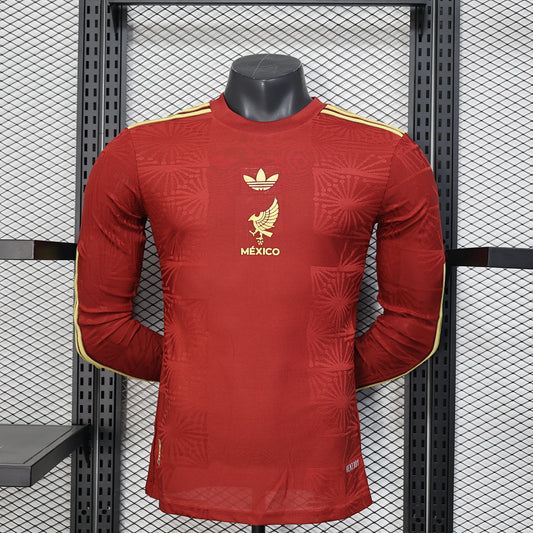 Mexico Player Version Soccer Jersey Long Sleeve Red