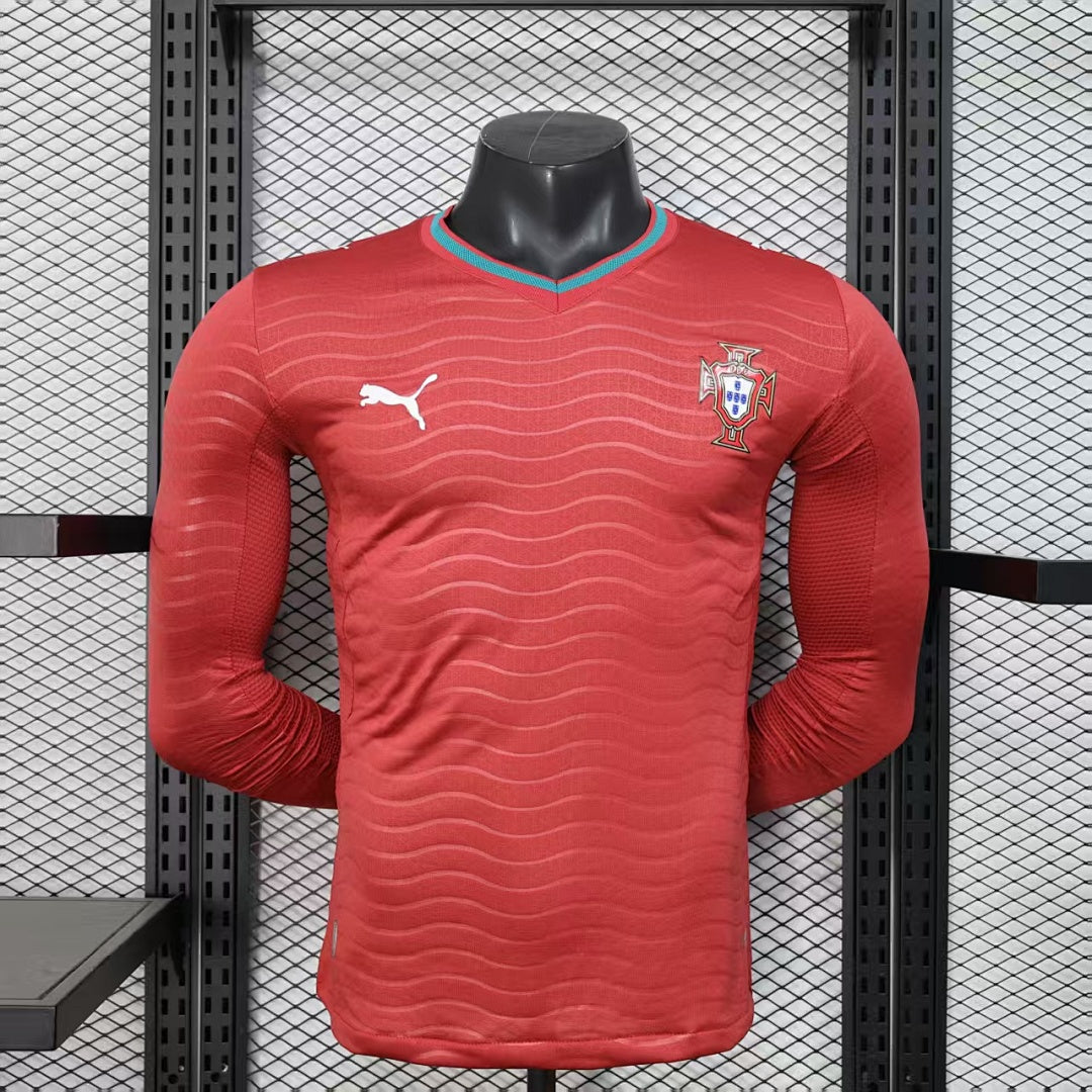 Portugal Home Soccer Jersey Long Sleeve