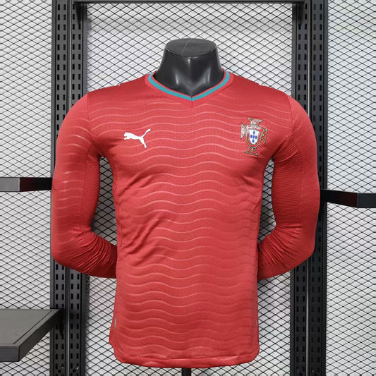 Portugal Home Soccer Jersey Long Sleeve