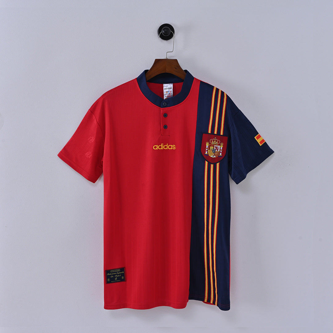 1996 Spain Home Soccer Jersey
